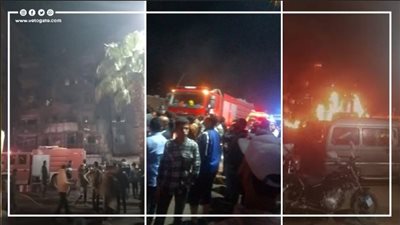 عودة الحركة المرورية لطبيعتها بفيصل بعد السيطرة على حريق مطعم تفويلة (صور)