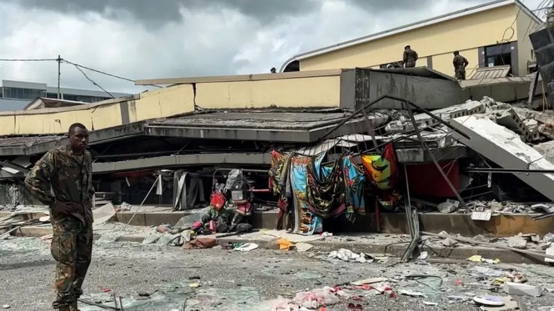 من آثار الزلزال المدمر،
