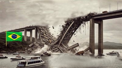 لحظة انهيار جسر في البرازيل وتسرب حمض الكبريتيك للنهر (فيديو)