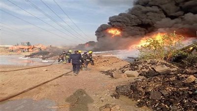 لجنة هندسية لمعاينة حريق مصنع طوب بالشرقية 