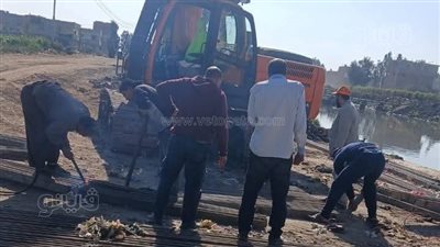 تركيب شبكة أمام محطة طلمبات السجاعية لتحسين خدمات الصرف الزراعي بالمحلة (صور)