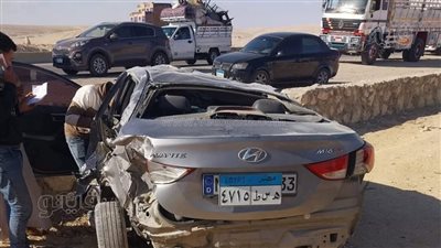 مصرع 3 أشخاص وإصابة آخر في انقلاب ملاكي بصحراوي المنيا (صور) 