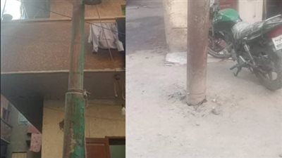 تثبيت عمود إنارة مائل في الغربية بحبل (فيديو)