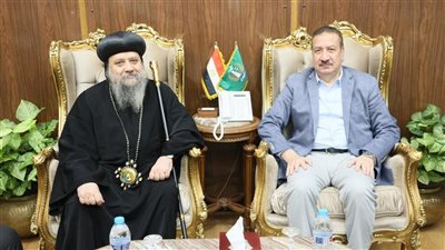 محافظ المنوفية يستقبل أسقف ورئيس دير مار بُقطر بالخطاطبة للتهنئة بأعياد الميلاد