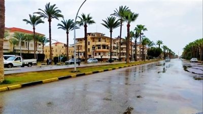 سقوط أمطار غزيرة على جميع أنحاء دمياط 