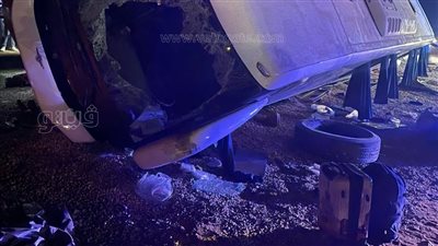 صور جديدة لحادث إصابة 34 شخصًا في انقلاب أتوبيس بطريق السويس