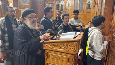 الدعاء لمصر، أقباط بورسعيد يؤدون قداس رأس السنة الجديدة بكنيسة الأنبا بيشوي (صور)