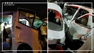 دماء على الأسفلت، مشاهد مأساوية لتصادم سيارة زفة عروسين بميكروباص في أسيوط (فيديو)
