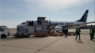 وصول طائرة مساعدات مصرية إلى دمشق (صور)