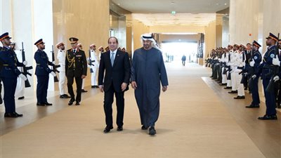 لحظة توديع بن زايد للرئس السيسي في ختام زيارة أبو ظبي 