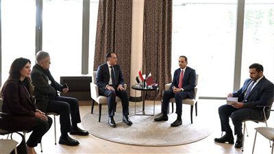 فعاليات منتدى دافوس، مدبولي يبحث مع رئيس الوزراء القطري تعزيز التعاون المشترك