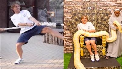 مودريتش يصارع نمرا مفترسا في لعبة شد الحبل وهذا ما فعله مع ثعبان ضخم (فيديو)