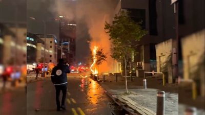 حريق هائل وسط تل أبيب ووقوع إصابات (فيديو)