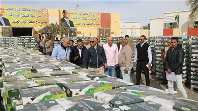 محافظ الوادي الجديد يتابع أعمال تجهيز قوافل المساعدات المتجهة لقطاع غزة