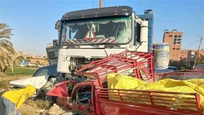 مصرع 9 أشخاص في حادث تصادم مروع بالمنيا (صور)