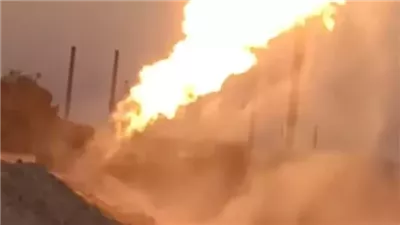 المعمل الجنائي يفحص حريق خط غاز فرعي بالصف (فيديو) 