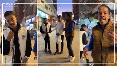 شابان من ذوي الإعاقة يوزعان هدايا رمضانية على المارة بميدان الساعة في قنا (فيديو)