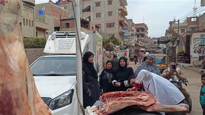 اقبال علي قافلة سيارات بيع اللحوم بسعر 260 جنيها للكيلو  بمركز طلخا