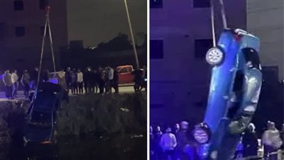 لحظة انتشال سيارة الممثلات بعد سقوطها فى ترعة المريوطية (فيديو)