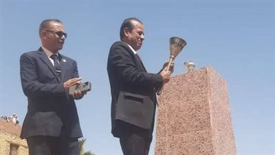 وصول شعلة احتفالات العيد القومي لمحافظة الجيزة إلى نصب شهداء نزلة الشوبك