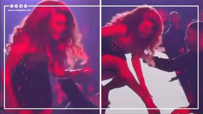 لحظة سقوط نوال الزغبي على المسرح في حفلتها (فيديو)