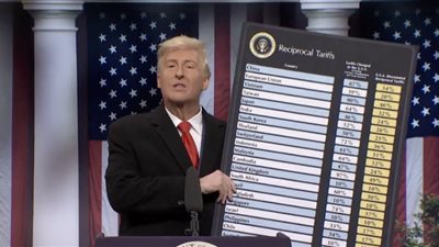SNL يسخر من ترامب بعد فرضه الرسوم الجمركية على دول العالم (فيديو)