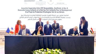 7 مليارات يورو استثمارات فرنسية لإقامة مجمع متكامل لإنتاج الهيدروجين الأخضر بمصر