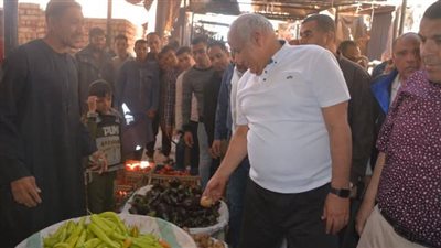 جولة مفاجئة لمحافظ الوادي الجديد بسوق الشعلة بمدينة الخارجة لمتابعة أسعار السلع (صور)