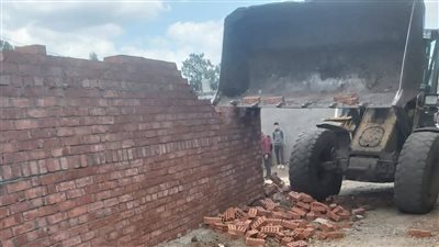 إزالة حالة تعد في المهد على أرض زراعية بقرية ميت القائد بالعياط