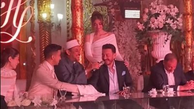 محمود الخطيب يشهد على عقد قران ليلى أحمد زاهر والمنتج هشام جمال (فيديو وصور)