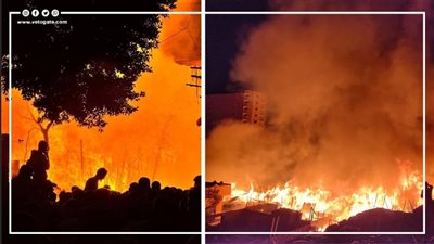 مشاهد مرعبة، لقطات جديدة لحريق مغالق الخشب بالشرابية و15 سيارة إطفاء للسيطرة