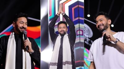 بصحبة نجله، حمادة هلال يتألق بجلباب 