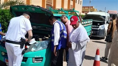 فحص 22 مركبة خلال قافلة مرورية بواحة بلاط في الوادي الجديد