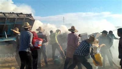 حريق ثالث يلتهم أجران وشون محصول القمح في الوادى الجديد (صور)