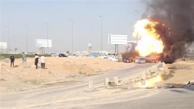 انفجار خط غاز رئيسي على طريق الواحات بمدينة 6 أكتوبر ( فيديو) 