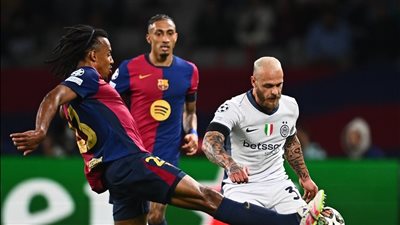 أولمو يسجل التعادل لبرشلونة أمام إنتر ميلان