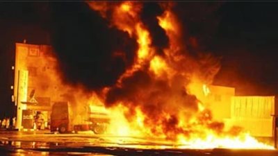 حريق هائل في محطة بنزين بالمنيا