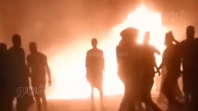 حريق محطة بنزين في