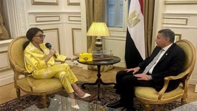 بملابس صفراء وجلسة غير لائقة في لقاء رسمي، بسمة وهبة تثير انتقادات المصريين 