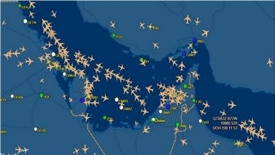 ازدحام مسارات الطائرات فوق عُمان والإمارات والكويت بسبب التوتر بين الهند وباكستان 