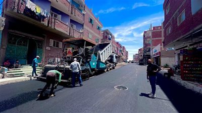 الموقف التنفيذي لأعمال إنشاء طريق الحمادات السحارة بالإسماعيلية