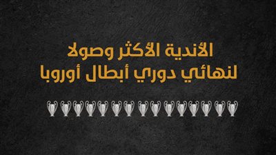 الأندية الأكثر وصولا لنهائي دوري أبطال أوروبا (إنفوجراف) 