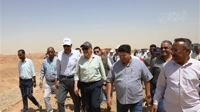 وزير الرى ومحافظ أسوان يتفقدان مشروع سيل بقرى وادى الصعايدة في إدفو (صور)
