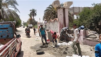 البدء في أعمال رفع الكفاءة وتطوير مدخل قرية مير بأسيوط (صور) 
