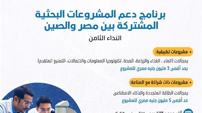 فتح باب التقدم لبرنامج دعم المشروعات البحثية المشتركة بين مصر والصين