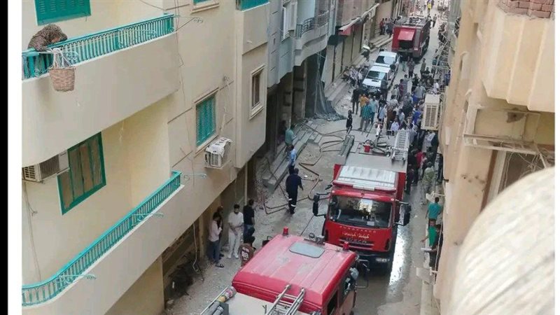 حريق هائل باحد الابراج