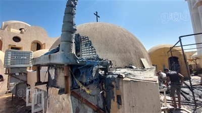 الصور الأولى لآثار حريق كنيسة العذراء بإسنا في الأقصر 