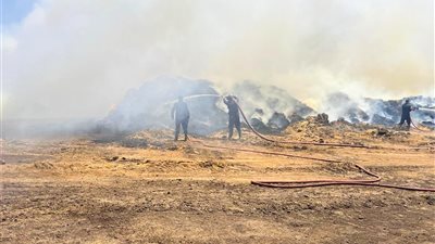 9 سيارات إطفاء لإخماد حريق مصنع كتان في زفتى بالغربية 