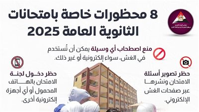 معلومات الوزراء: 8 محظورات خاصة بامتحانات الثانوية العامة 2025
