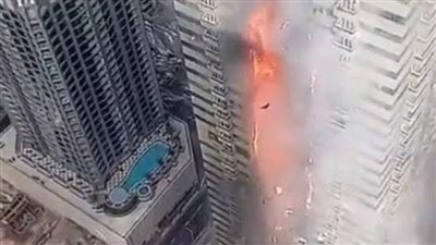 حريق ضخم في ناطحة سحاب بدبي 
